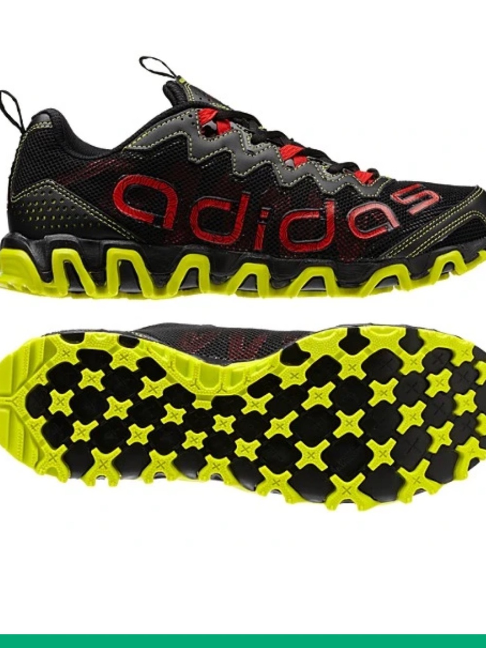 ADIDAS VIGOR TR 3 Men's Black, Red & Neon Yellow Trail Running Sneakers SZ 9.5